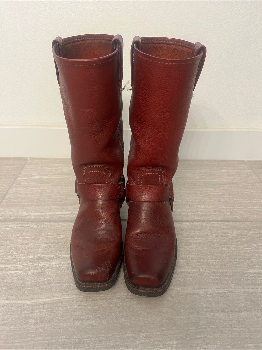 Frye Men's Burgundy Leather Engineer Boots